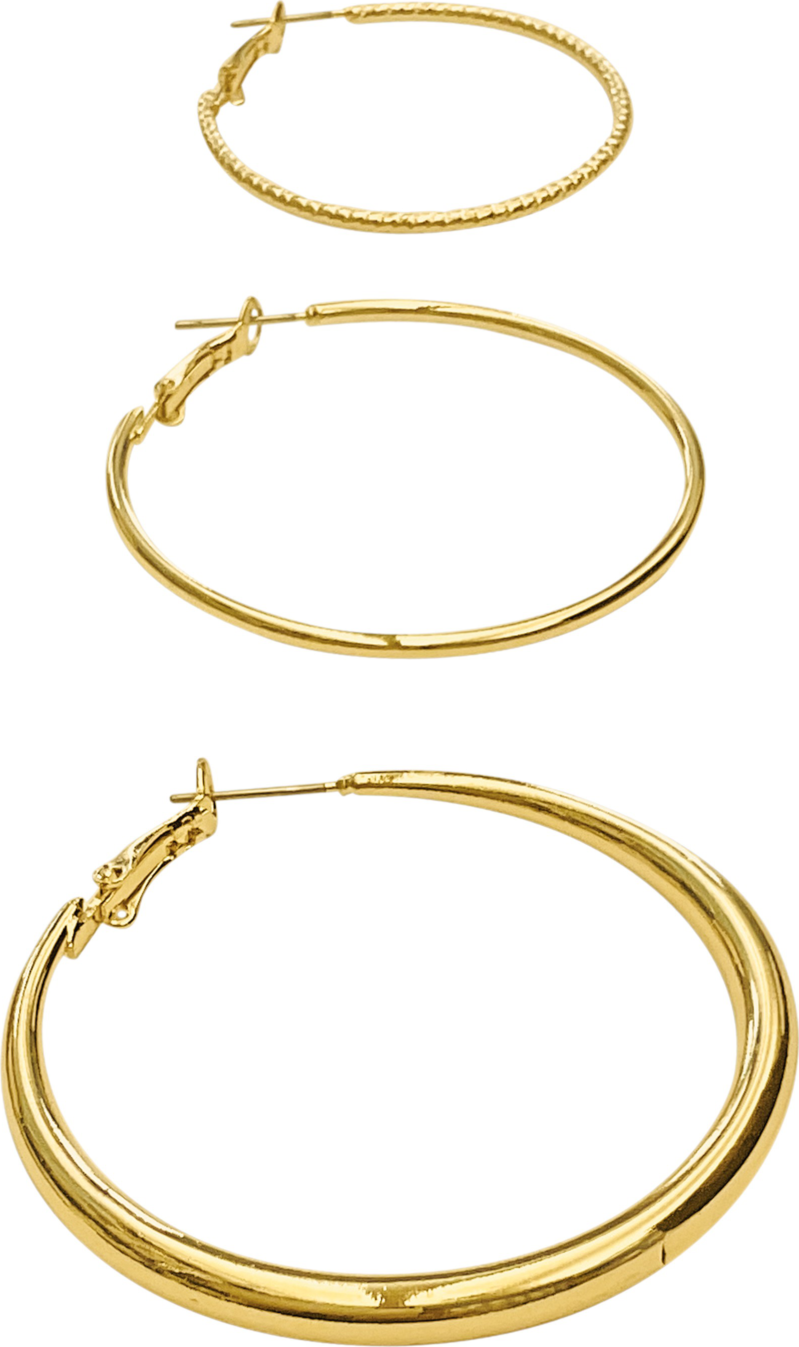 Ear Trio Hoops Medium Gold Earrings