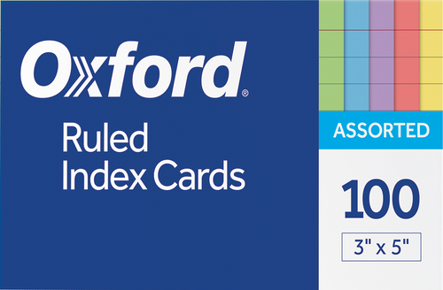 INDEXCARD 3x5 100CT RULED ASST